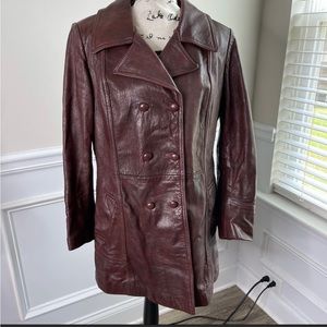 Vintage Marquis of London brown double breasted leather jacket size 16